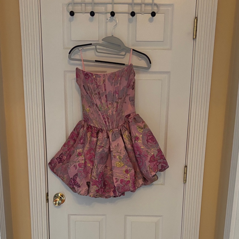 Strapless Pink Floral Dress